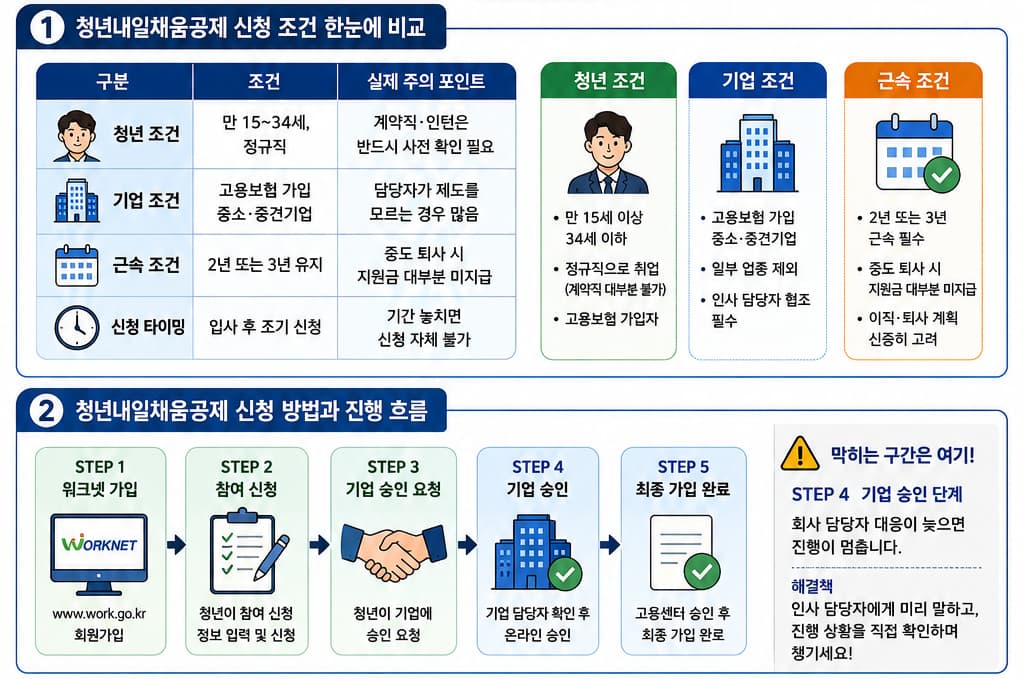 청년내일채움공제 신청조건과 방법 표 이미지