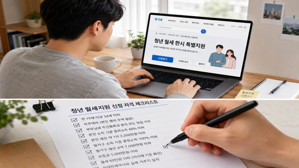 청년월세지원금 체크리스트 확인하는 모습