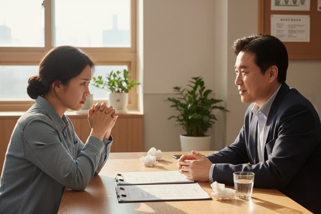 긴급복지지원금 상담하는 장면