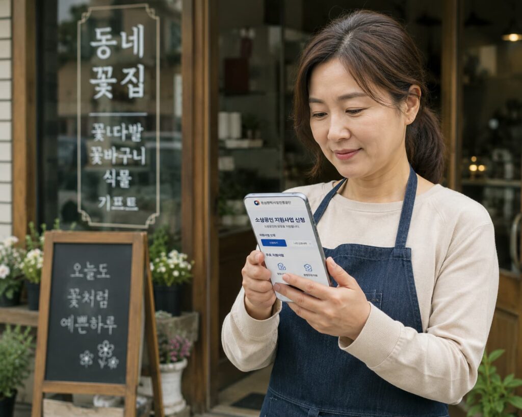 소상공인 경영안정바우처를 신청하는 동네 가게 사장님